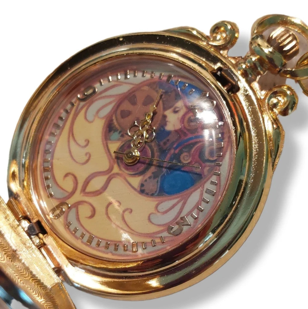 Gold Fantasy Pocket Blue & Purple Accent Watch w/ Lavender Rhinestone - Picture 9 of 11